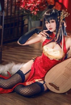 “Azur Lane” Big Phoenix at Spring Dawn Black Silk Cheongsam Cosplay (CN: Hanyu Sanwei) (9P)