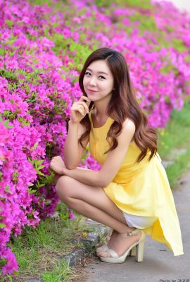 (Korean model beautiful legs series) Long-legged beauty model Sun Yanyan yellow dress maikling palda mataas na takong magagandang binti (17P)